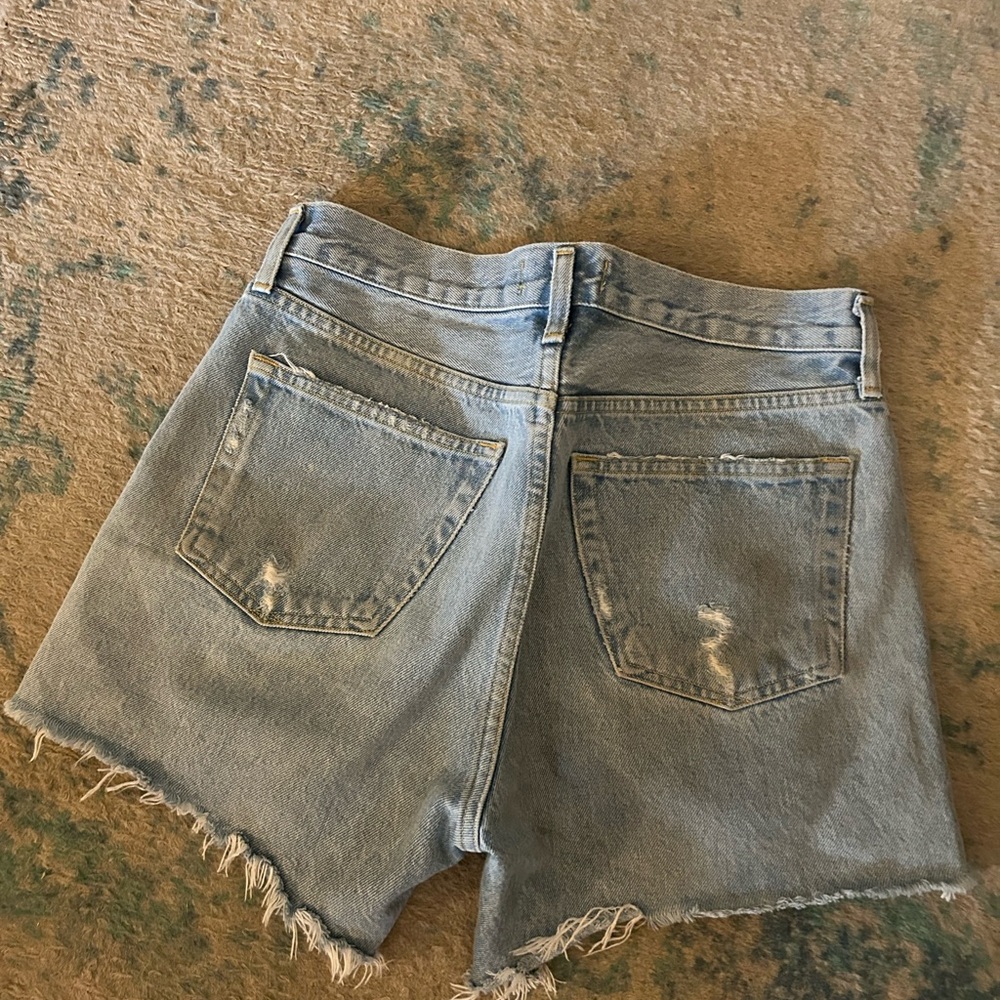 Agolde Light Blue Distressed Jean Shorts